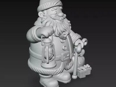 Cozy Lantern Santa -Z Warm Christmas Sculpture 3D Model 3D print model