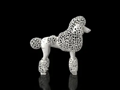 Poodle Voronoi Low-poly 3D model
