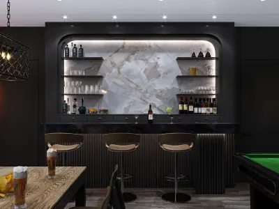 Game and bar party room 3D model