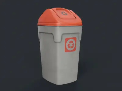 Street Trash Can 38 PBR Game Ready Low-poly 3D model