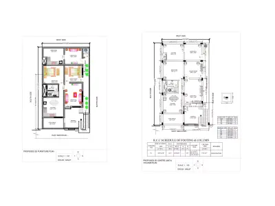 29x50 Feet House Plan 2D AutoCAD Drawing  3D model