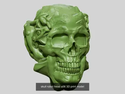 10 skull robot head and ornament skull 3d print model  3D Model Pack