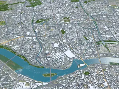 Fuzhou Fujian China 80km AI Low-poly 3D model