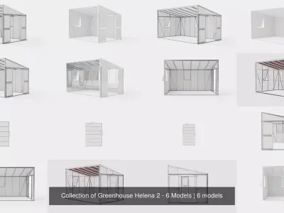 Collection of Greenhouse Helena 2 - 6 Models 3D Model Pack
