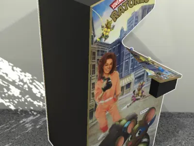 90s  4 Player Arcade Machine Low-poly 3D model