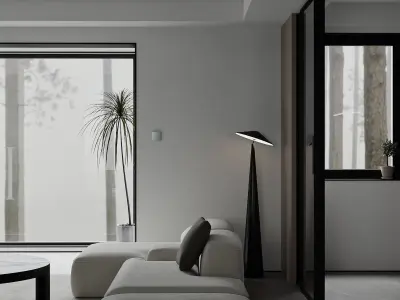 Modern apartment living room dining room kitchen design 3d model 3D model