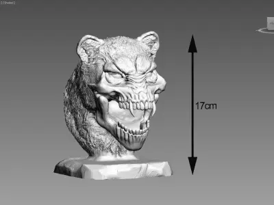 Lion scream skull head Cyborg lion skullhead  3D print model