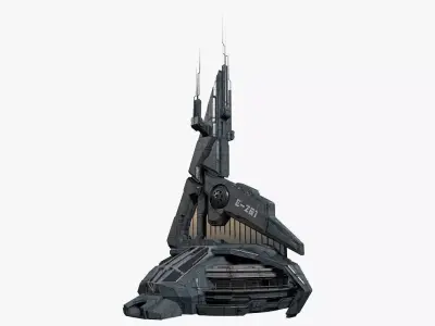 Halo Style Sci-Fi Building 3D model