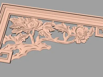 Furniture decorative corner flower 3D STL model for CNC E865 3D model