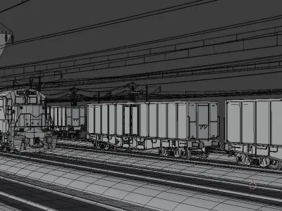 Train Station  Low-poly 3D model