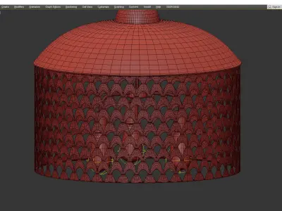 FAN SCREEN METAL PENDANT Low-poly 3D model