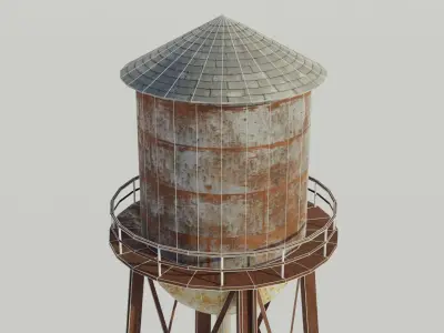 Water Tower - Low poly PBR Low-poly 3D model