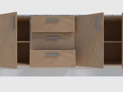 Cabinet 5 - Game Ready bathroom with granite counter top Low-poly 3D model