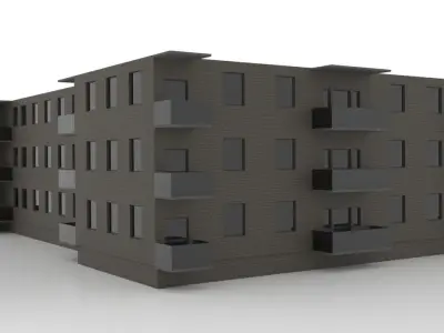 City apartment house 1 Low-poly 3D model