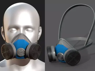 Gas mask respirator military combat  Low-poly 3D model