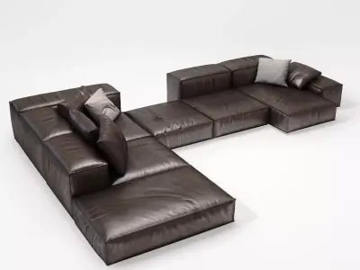 Extrasoft F leather sectional sofa 3D model