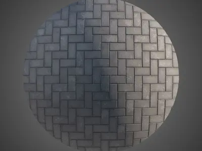 Large Area Herringbone concrete paving 02 - 15 Variations Texture