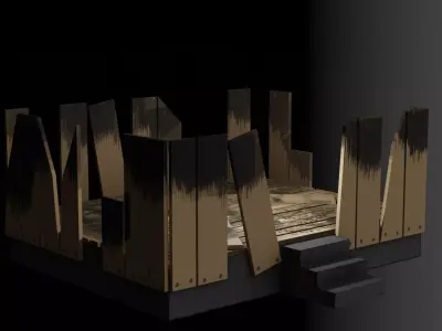 Fired house for game Low-poly 3D model