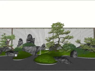 New Chinese - style Zen Courtyard Landscape Design 3D model