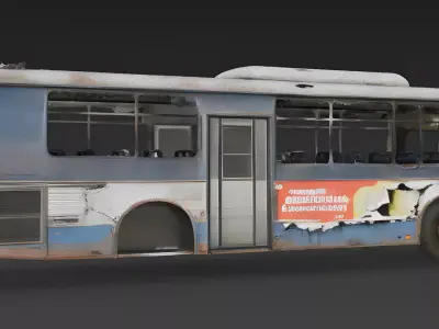 The Last Stop Ruined City Bus 3D Model Low-poly 3D model
