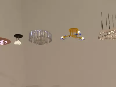 5 chandeliers set light fixture made of paper 3D model