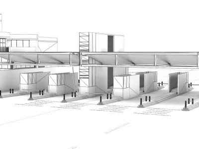 Border Control and Administration Buildings Low-poly 3D model