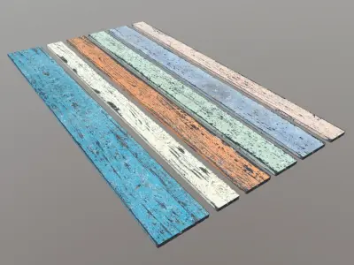 Planks colored Low-poly 3D model