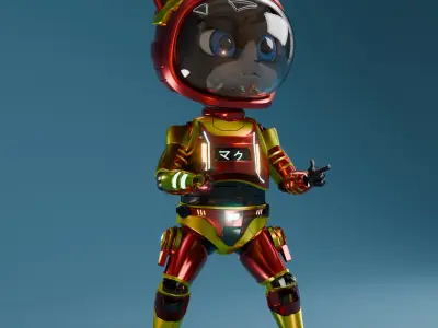 Ironman Space Cat Low-poly 3D model