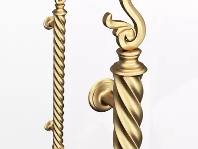 Classic Door Handle 07 Gold Low-poly 3D model