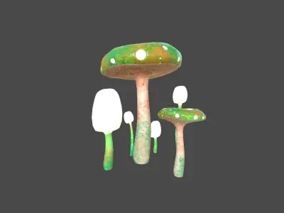 Fantasy Mushroom H09 Green Orange - Scene Backdrop Design Low-poly 3D model