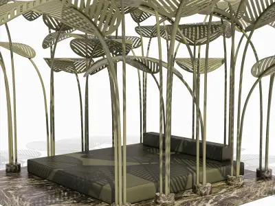 The Refuge Bed with Green Marble Base by Marc Ange 3D model