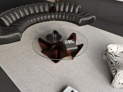 Modern Curved Sofa Lounge with Sculptural Coffee Table 3D model