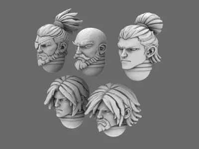 Cyber Samurai Exposed Ronin Heads 3D print model