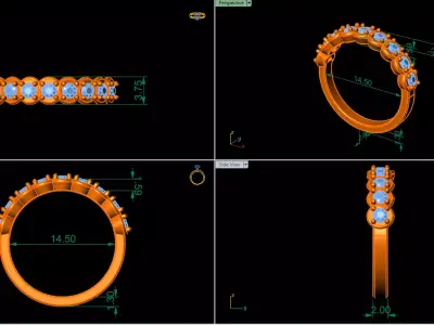 Sparkling Half Eternity Ring  Model RJ 87 3D print model