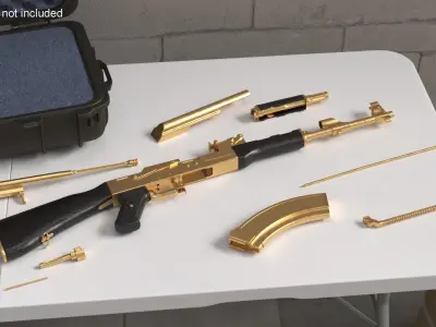  Disassembled Gold AK 47 in Hard Case 
