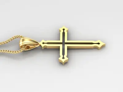 High Cross Pendant Light Gold 18K 4CP043 3D print model
