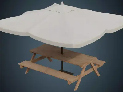 Patio Umbrella 1B Low-poly 3D model