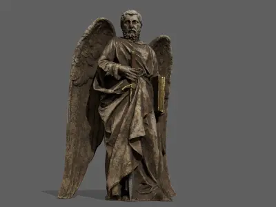 Old Man Statue Low-poly 3D model 16