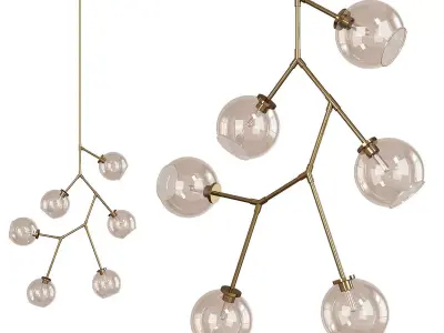Neutron 6 Light Chandelier  Polished Gold Low-poly 3D model