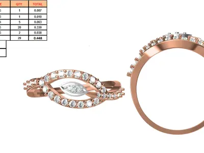 Light Weight Wedding Engagement Women Ring STL JCD Details 3D print model 49