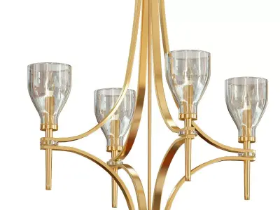 Hex 26 12 Wide Warm Antique Brass 6 Light Chandelier 3D model