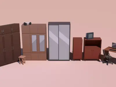 Furniture and household appliances - low-poly Low-poly 3D model
