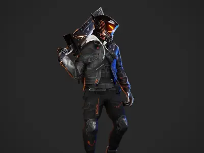 Cyberpunk Borz Robot Low-poly 3D model