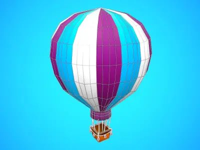 HOT AIR BALLOON CARTOON STYLIZED 02 Low-poly 3D model