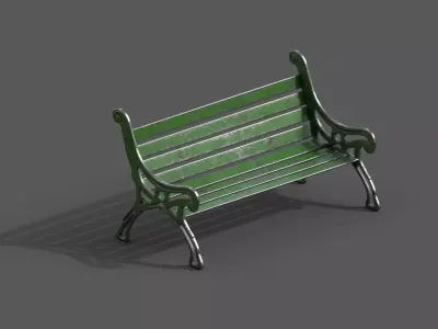 Old Street Bench Low-poly 3D model