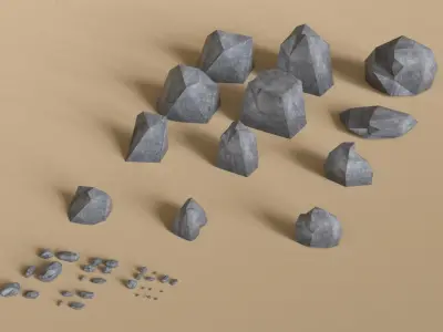 Rocks and Stones Low-poly 3D model