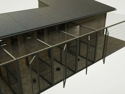 coop 3d model parking lot with fence in middle 3D model