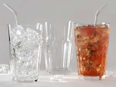 Glass with liquid and droplets 3D model