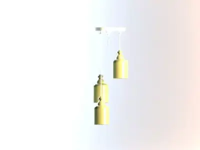 Chandelier three bottles hanging from light fixture 3D model