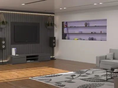 Living Room furnitures Low-poly 3D model